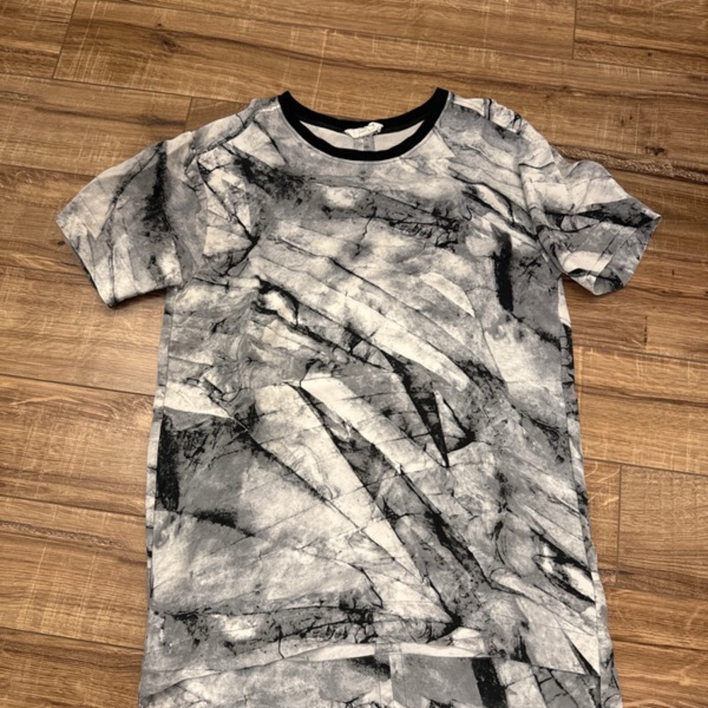 Helmut Lang Abstract Black and Gray T-Shirt